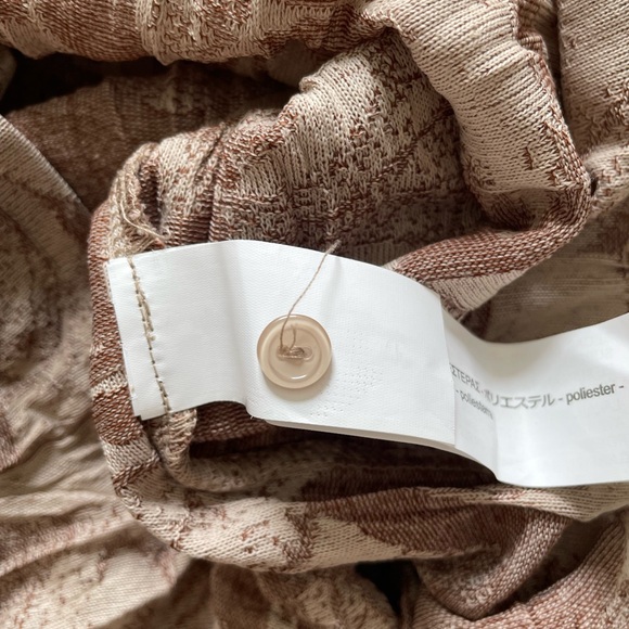 Zara Jacquard Midi Tie Waist Crinkle Detail Dress in Brown Size Medium NWT - Picture 9 of 10